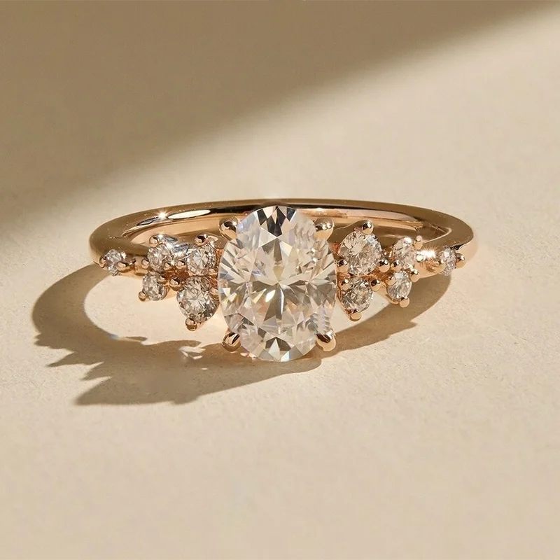 Unique Oval Cut 1ct-3ct Moissanite Halo Ring 925 Sterling Silver Half Eternity Rings for Woman Wedding Jewelry with Certificate Unique Oval Cut 1ct-3ct Moissanite Halo Ring 925 Sterling Silver Half Eternity Rings for Woman Wedding Jewelry with Certificate