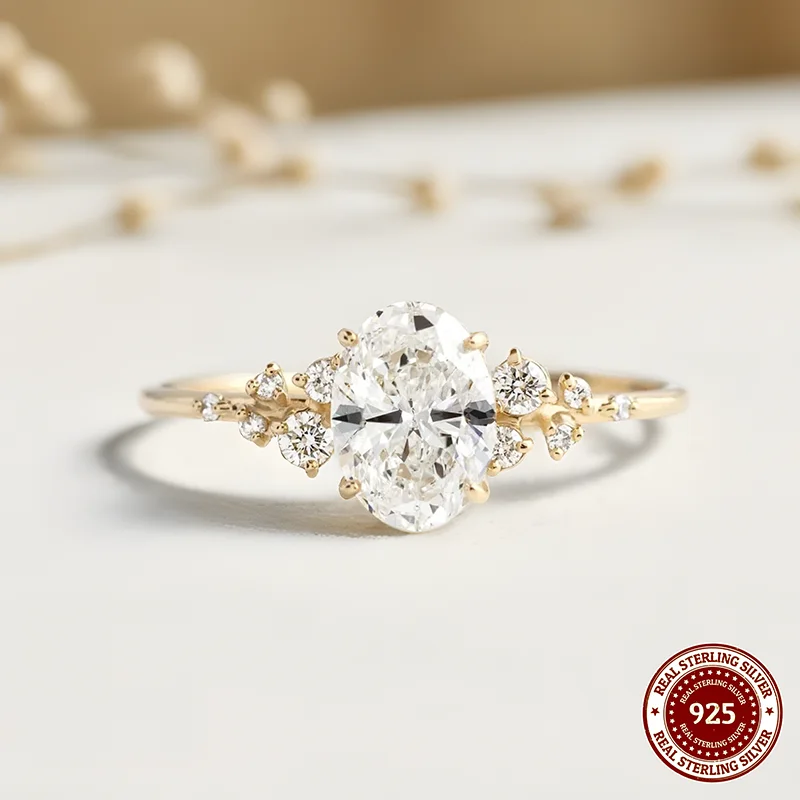 Unique Oval Cut 1ct-3ct Moissanite Halo Ring 925 Sterling Silver Half Eternity Rings for Woman Wedding Jewelry with Certificate Unique Oval Cut 1ct-3ct Moissanite Halo Ring 925 Sterling Silver Half Eternity Rings for Woman Wedding Jewelry with Certificate