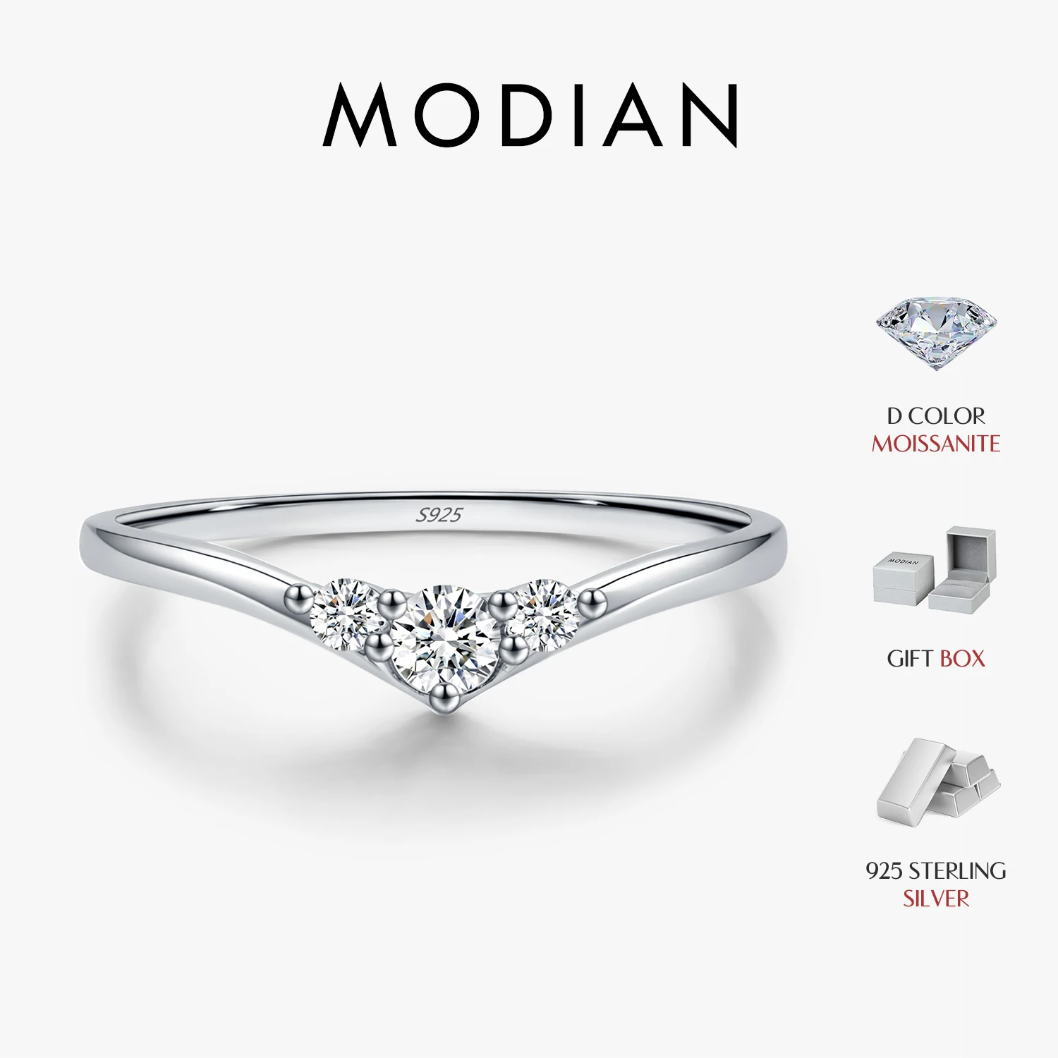 MODIAN Simple Eternity Moissanite Ring 925 Sterling Silver Sparkling Simple Thin Wedding Band Rings For Women Fine Jewelry Gift MODIAN Simple Eternity Moissanite Ring 925 Sterling Silver Sparkling Simple Thin Wedding Band Rings For Women Fine Jewelry Gift