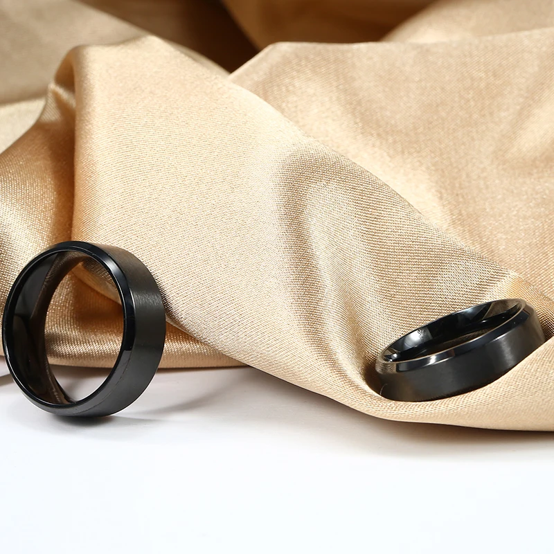 Black Rings Classic Stainless Steel Ring Engagement Wedding Bands For Men Female Couple Black Silver Color Fashion Jewelry 8/6mm