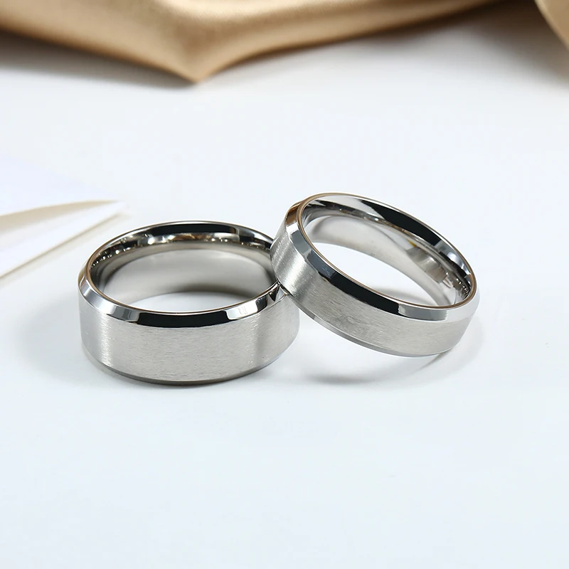 Black Rings Classic Stainless Steel Ring Engagement Wedding Bands For Men Female Couple Black Silver Color Fashion Jewelry 8/6mm