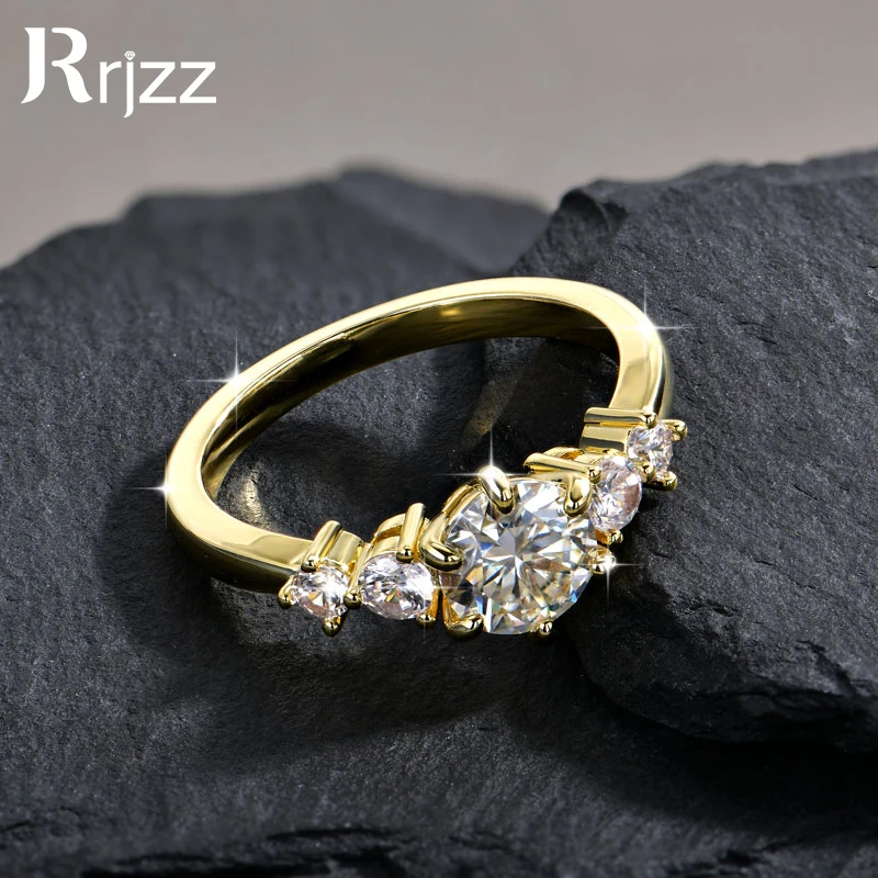 Rrjzz 1CT D Color VVS1 Round Cut Lab Imitation Diamond Moissanite Engagement Ring with GRA 14k Gold Plated Women Wedding Ring Rrjzz 1CT D Color VVS1 Round Cut Lab Imitation Diamond Moissanite Engagement Ring with GRA 14k Gold Plated Women Wedding Ring