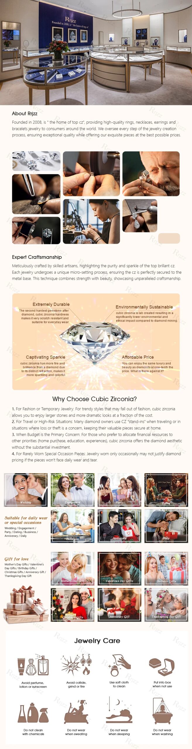 Rrjzz 1CT D Color VVS1 Round Cut Lab Imitation Diamond Moissanite Engagement Ring with GRA 14k Gold Plated  Women Wedding Ring