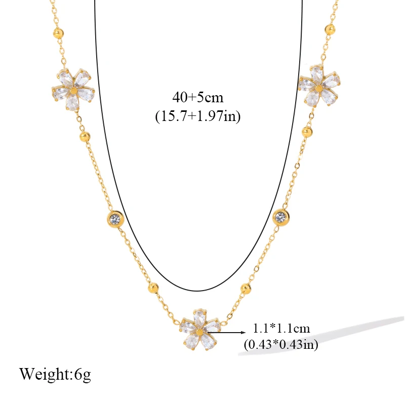 EILIECK 316L Stainless Steel White Zirconia Flower Petal Necklace Bracelet Earrings Set For Women New Trendy Jewelry Party Gift EILIECK 316L Stainless Steel White Zirconia Flower Petal Necklace Bracelet Earrings Set For Women New Trendy Jewelry Party Gift