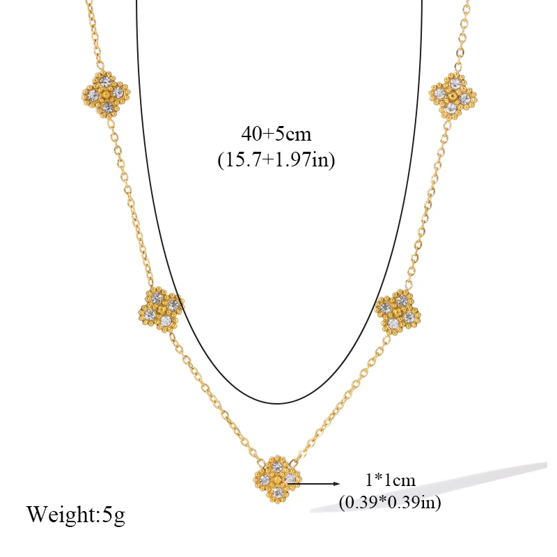 EILIECK 316L Stainless Steel White Zirconia Flower Petal Necklace Bracelet Earrings Set For Women New Trendy Jewelry Party Gift