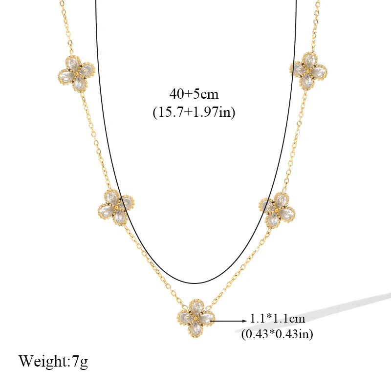 EILIECK 316L Stainless Steel White Zirconia Flower Petal Necklace Bracelet Earrings Set For Women New Trendy Jewelry Party Gift