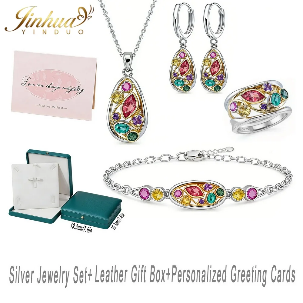 Wellness Jewelry Gift Set 925 Sterling Silver Women Improve Blood Circulation Natural Quartz Stone Bohemian Multicolor Crystals Wellness Jewelry Gift Set 925 Sterling Silver Women Improve Blood Circulation Natural Quartz Stone Bohemian Multicolor Crystals