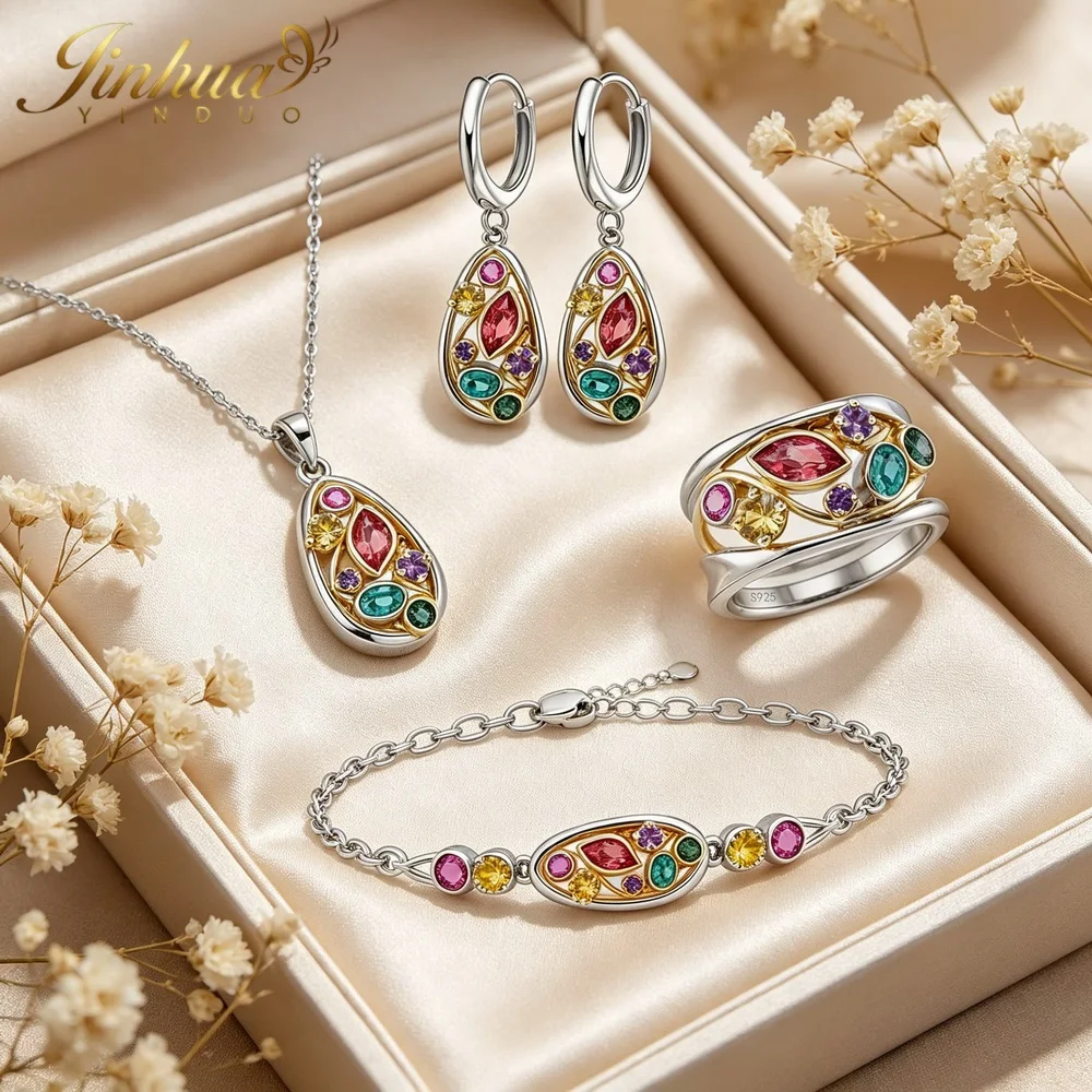 Wellness Jewelry Gift Set 925 Sterling Silver Women Improve Blood Circulation Natural Quartz Stone Bohemian Multicolor Crystals Wellness Jewelry Gift Set 925 Sterling Silver Women Improve Blood Circulation Natural Quartz Stone Bohemian Multicolor Crystals