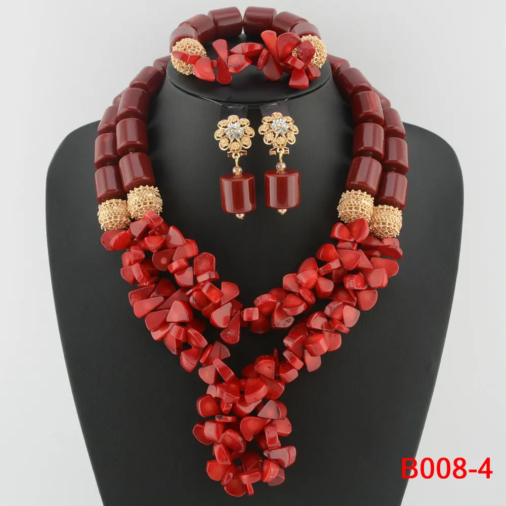 Traditional Nigerian Wedding Artificial Coral Beads Bridal Jewelry Sets African Beads Jewelry Necklace Set