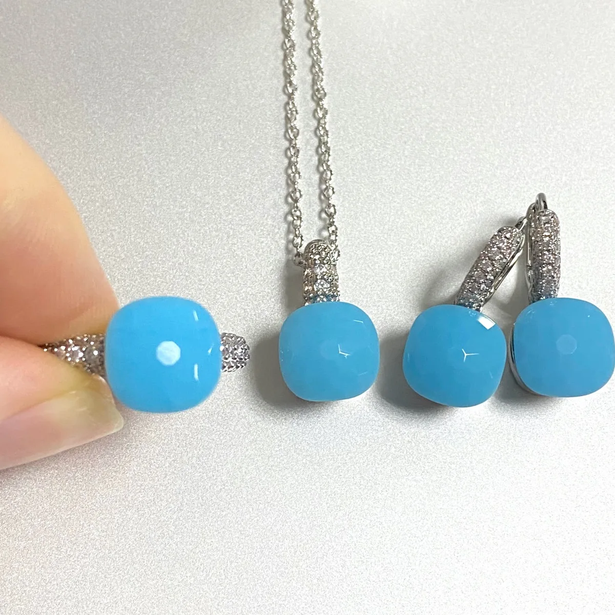 3Pcs/Set Women Ring Earrings Necklace Jewelry Set Inlay Zircon 30Colors Crystal Jewelry Set Platinum Plated Fashion Jewelry Gift 3Pcs/Set Women Ring Earrings Necklace Jewelry Set Inlay Zircon 30Colors Crystal Jewelry Set Platinum Plated Fashion Jewelry Gift
