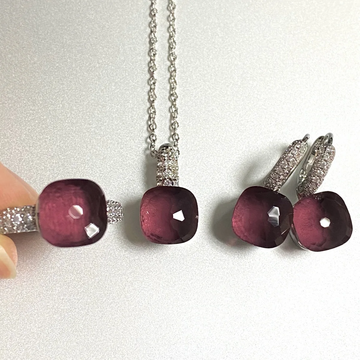 3Pcs/Set Women Ring Earrings Necklace Jewelry Set Inlay Zircon 30Colors Crystal Jewelry Set Platinum Plated Fashion Jewelry Gift 3Pcs/Set Women Ring Earrings Necklace Jewelry Set Inlay Zircon 30Colors Crystal Jewelry Set Platinum Plated Fashion Jewelry Gift