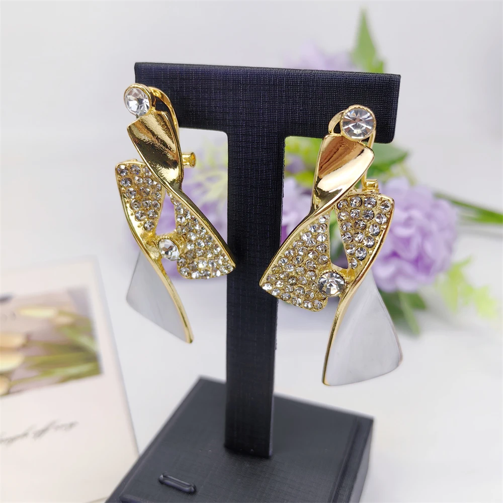 Fashion Luxury Jewelry Set High Quality Gorgeous Two Tone Design For Women Bridal Wedding Engagement Jewelry Italian