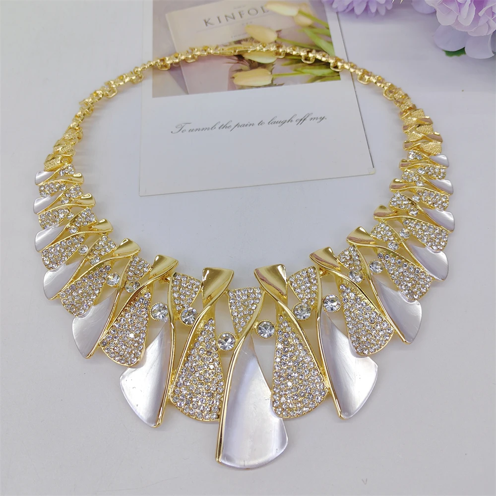 Fashion Luxury Jewelry Set High Quality Gorgeous Two Tone Design For Women Bridal Wedding Engagement Jewelry Italian