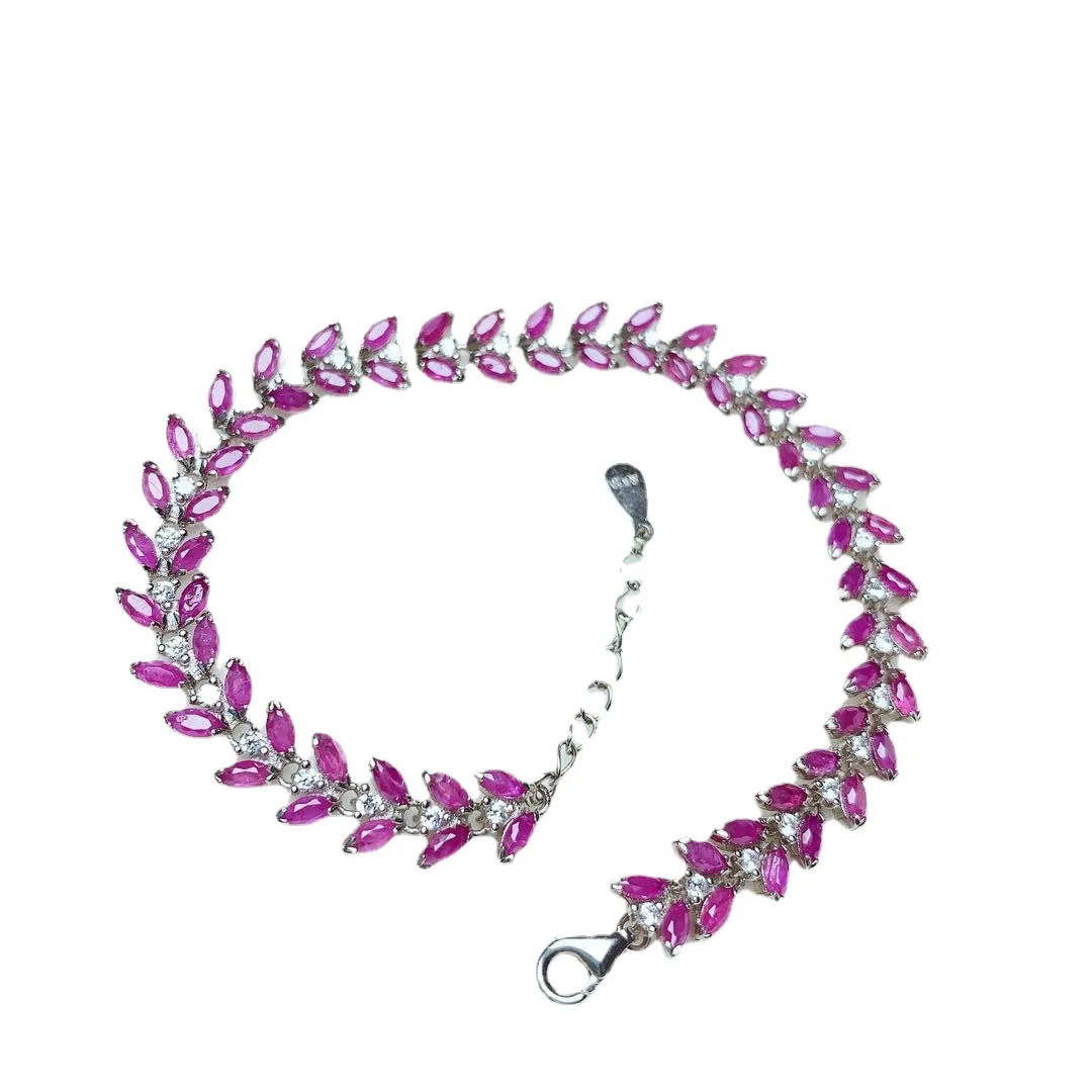 Heated Natural Ruby Necklace & Bracelet Set, 925 Silver Setting, Elegant Gemstone Jewelry Gift for Women Heated Natural Ruby Necklace & Bracelet Set, 925 Silver Setting, Elegant Gemstone Jewelry Gift for Women