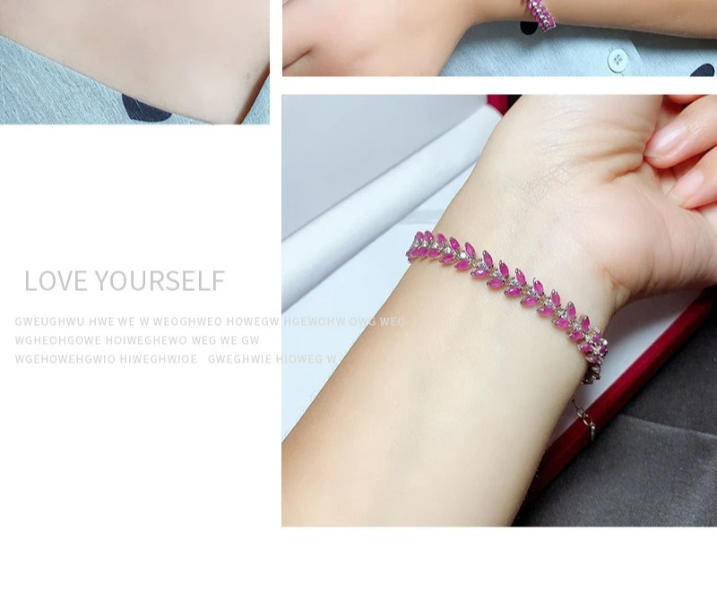Heated Natural Ruby Necklace & Bracelet Set, 925 Silver Setting, Elegant Gemstone Jewelry Gift for Women Heated Natural Ruby Necklace & Bracelet Set, 925 Silver Setting, Elegant Gemstone Jewelry Gift for Women