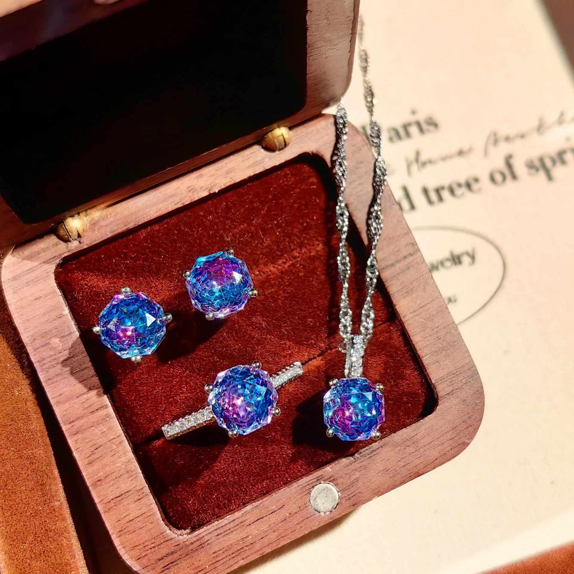 Luxury Classic 925 Sterling Silver Octagonal Rose Cut Brilliant High Carbon Diamond Jewelry Set Anniversary Elegant Jewelry