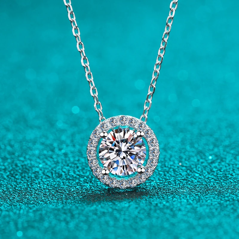 NeeTim 1ct D Color VVS1 Moissanite Jewelry Set 925 Silver with White Gold Plated Pendant Necklace Stud Earrings Sets for Women NeeTim 1ct D Color VVS1 Moissanite Jewelry Set 925 Silver with White Gold Plated Pendant Necklace Stud Earrings Sets for Women