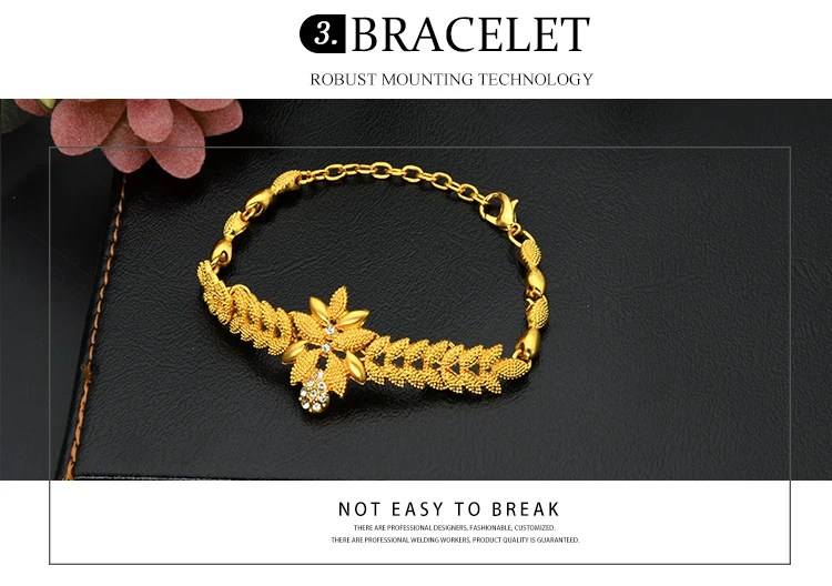 ANIID African Jewelry Set Big Necklace Dubai Ethiopian Gold Color Jewelery Earring Bracelet For Women Bridal Choker Wholesale