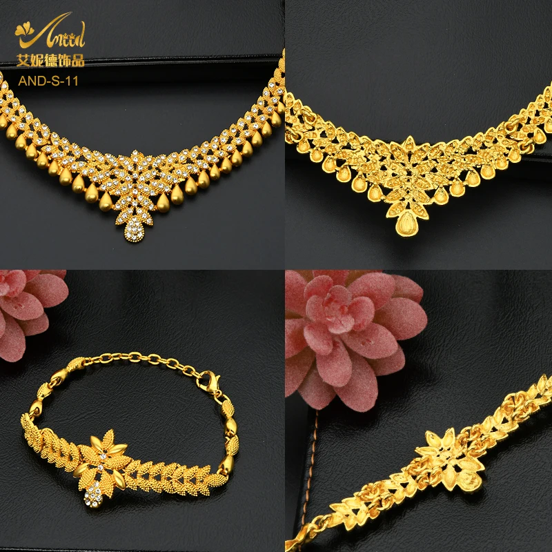 ANIID African Jewelry Set Big Necklace Dubai Ethiopian Gold Color Jewelery Earring Bracelet For Women Bridal Choker Wholesale ANIID African Jewelry Set Big Necklace Dubai Ethiopian Gold Color Jewelery Earring Bracelet For Women Bridal Choker Wholesale
