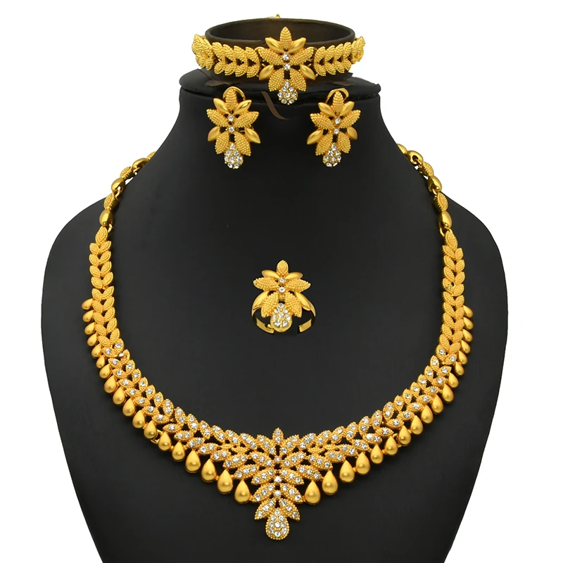 ANIID African Jewelry Set Big Necklace Dubai Ethiopian Gold Color Jewelery Earring Bracelet For Women Bridal Choker Wholesale ANIID African Jewelry Set Big Necklace Dubai Ethiopian Gold Color Jewelery Earring Bracelet For Women Bridal Choker Wholesale