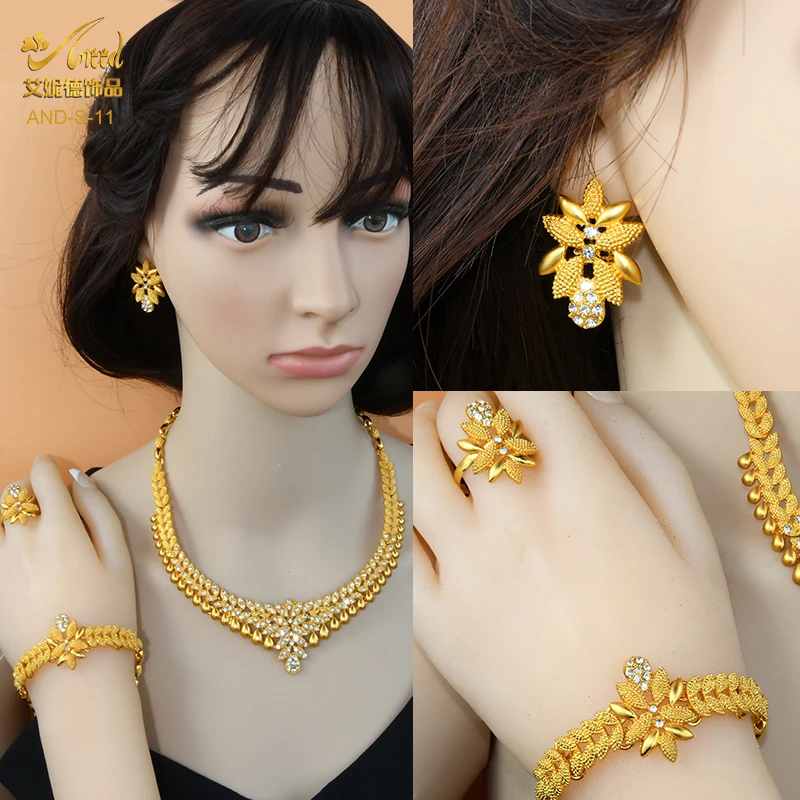 ANIID African Jewelry Set Big Necklace Dubai Ethiopian Gold Color Jewelery Earring Bracelet For Women Bridal Choker Wholesale ANIID African Jewelry Set Big Necklace Dubai Ethiopian Gold Color Jewelery Earring Bracelet For Women Bridal Choker Wholesale