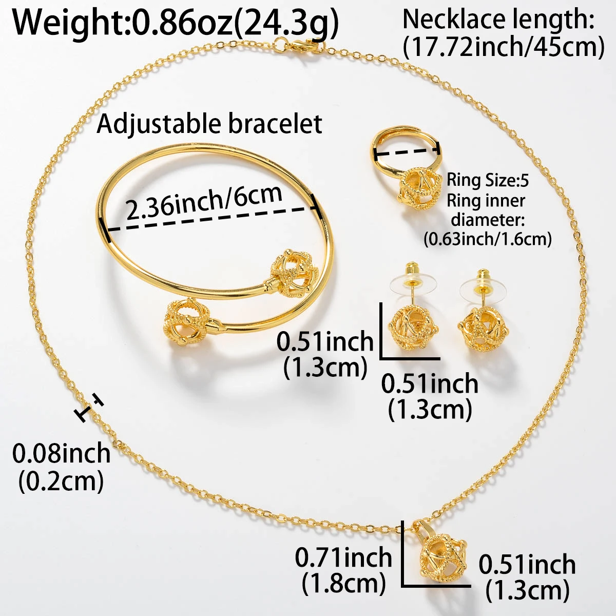 Diana Baby Bohemia 4pcs Luxury Dubai Earrings Gold Plated Bracelet Necklace Wedding Bride Ring Jewelry Sets For Women Gift