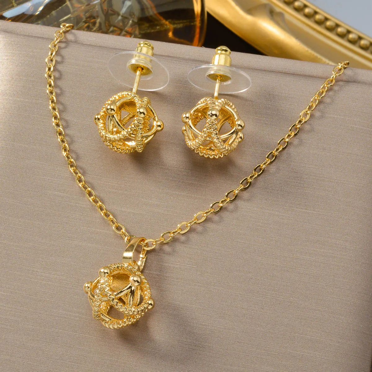 Diana Baby Bohemia 4pcs Luxury Dubai Earrings Gold Plated Bracelet Necklace Wedding Bride Ring Jewelry Sets For Women Gift