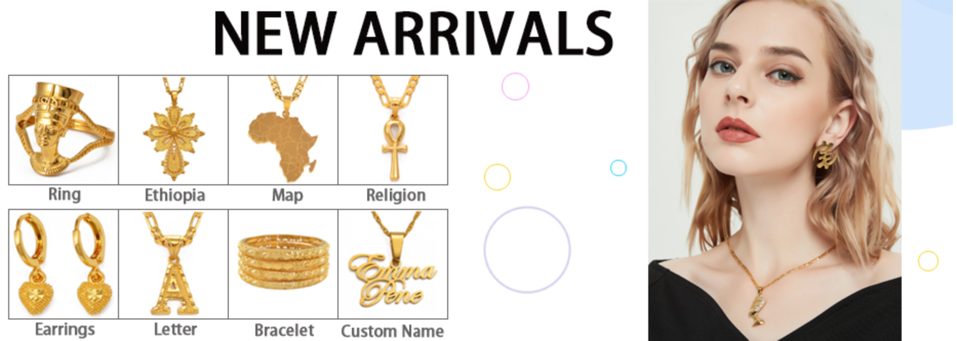 Anniyo DIY Rope Chain Ethiopian Jewelry Set Gold Color Eritrea Ethnic Style Habesha Pendant Earrings Ring #217106