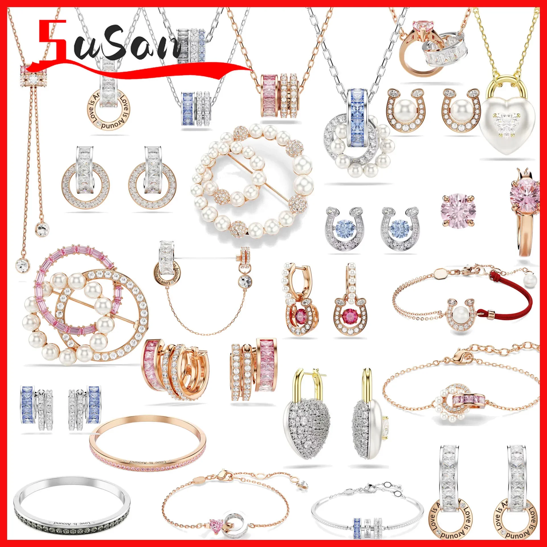 Y-Shaped Necklace Original High Quality Jewelry Luxury Brand Pearl Ear clip Irregular Earring Bracelet Set for Women's Part Gift