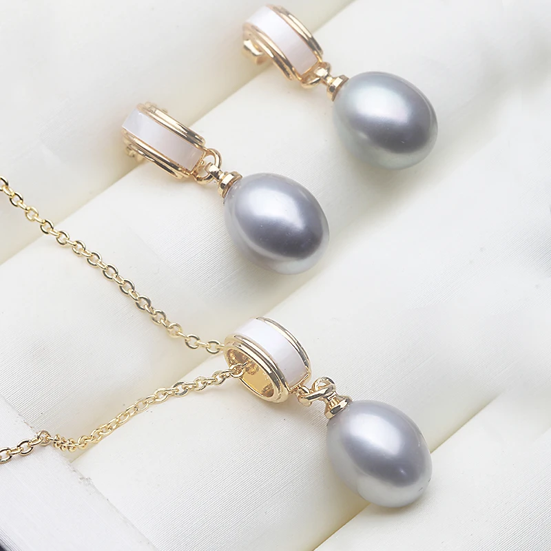 Real Natural Freshwater Pearl Necklace Earrings Set,925 Silver Set of Earrings With Pearls Wife Mother Birthday Gift Pink White