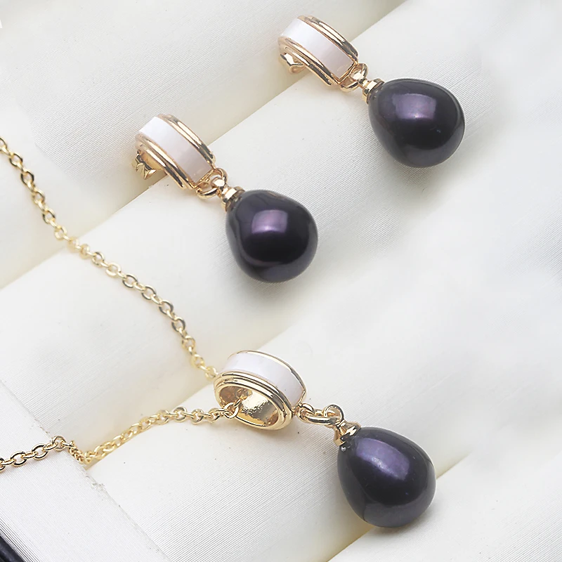 Real Natural Freshwater Pearl Necklace Earrings Set,925 Silver Set of Earrings With Pearls Wife Mother Birthday Gift Pink White