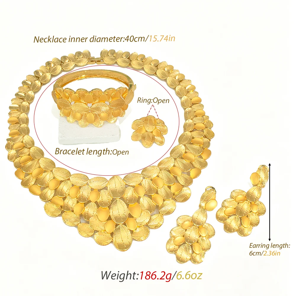 GZJPEI Luxury 18K Gold Plated Jewelry Set Layered Petal Design Nigeria Brazilian Wedding Jewelry For Mother & Friends Best Gifts GZJPEI Luxury 18K Gold Plated Jewelry Set Layered Petal Design Nigeria Brazilian Wedding Jewelry For Mother & Friends Best Gifts