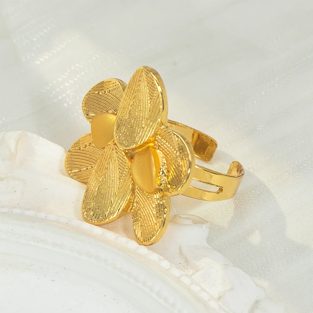 GZJPEI Luxury 18K Gold Plated Jewelry Set Layered Petal Design Nigeria Brazilian Wedding Jewelry For Mother & Friends Best Gifts
