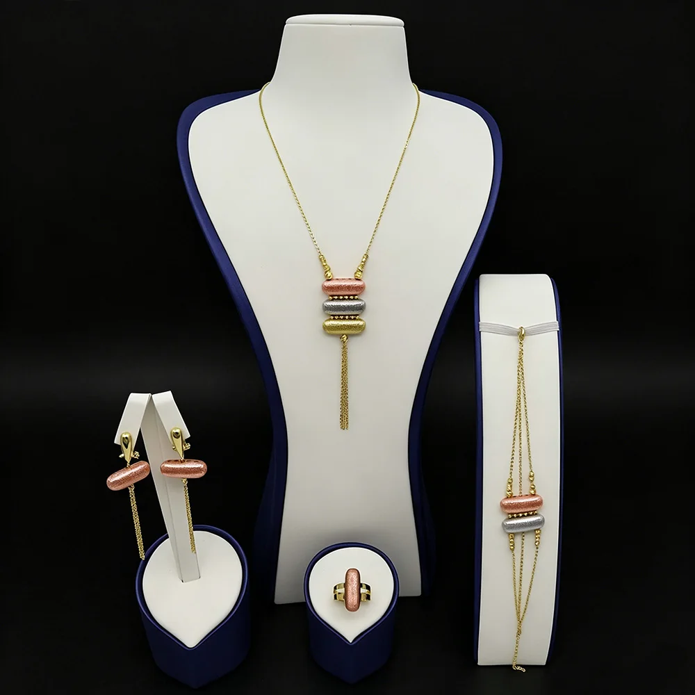 High Quality Classic 4pcs 2 Rows African Dubai Jewelry Set For Women Wedding Party Cubic Zircon Halloween Party Jewelry Gift