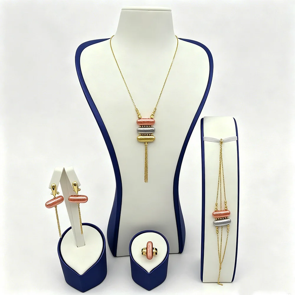 High Quality Classic 4pcs 2 Rows African Dubai Jewelry Set For Women Wedding Party Cubic Zircon Halloween Party Jewelry Gift