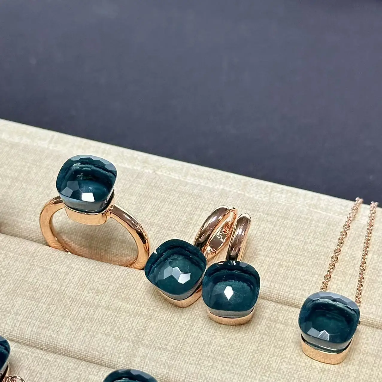 4Pcs/Set Women Ring Earrings Necklace Bangle Jewelry Set Colorful Crystal Gold Plated Fashion Jewelry Gift for Women