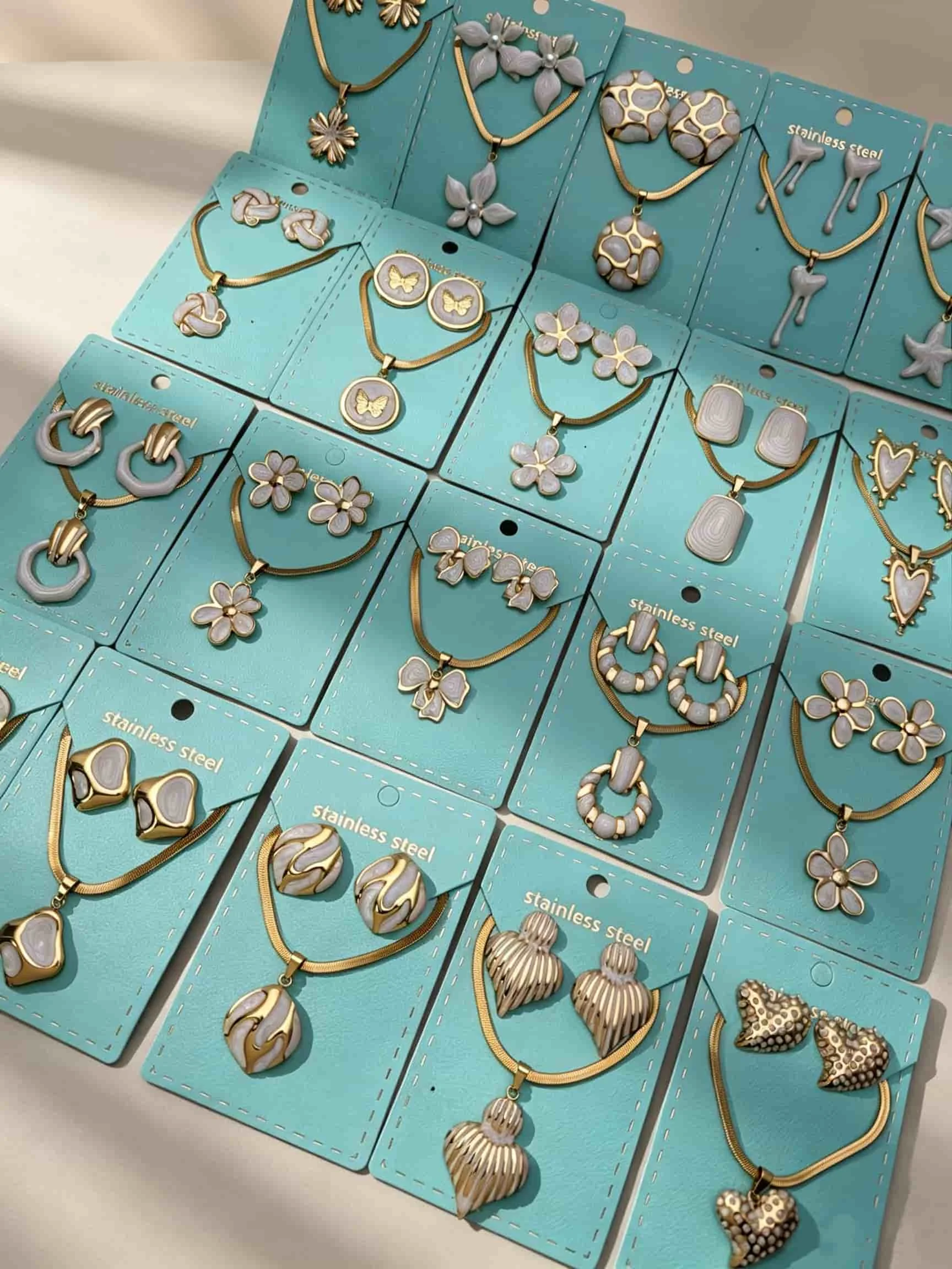 24PCS-8SET Stainless Steel Jewelry Set Women Flower Butterfly Heart Shell Earrings Necklace Cute Korean Fashion Accessories Gift 24PCS-8SET Stainless Steel Jewelry Set Women Flower Butterfly Heart Shell Earrings Necklace Cute Korean Fashion Accessories Gift