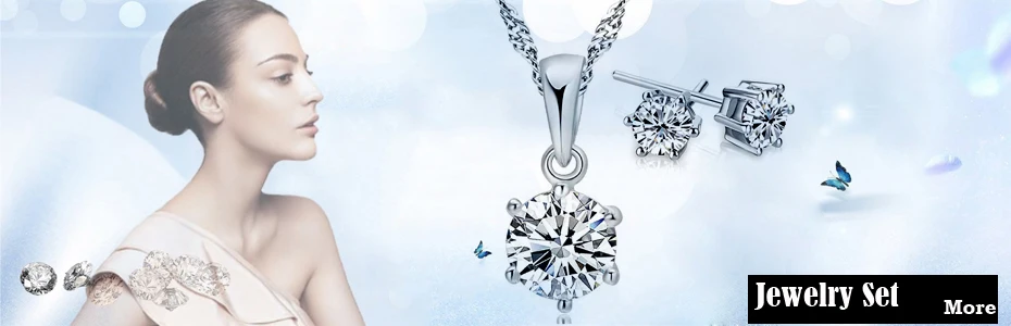 Vintage Real Pure 925 Sterling Silver Gift Jewelry Sets for Women Female Shiny Cubic Zircon Pendant Necklace Huggie Earrings