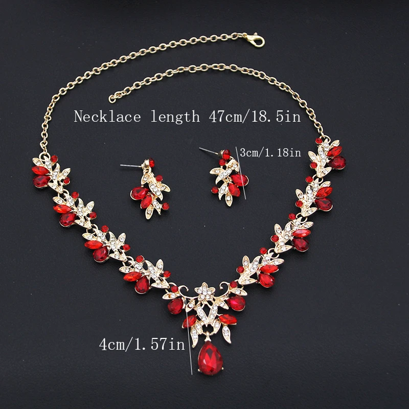 Princess Pink Crown Jewelry Sets for Women Tiaras and Necklace Earrings Party Prom Wedding Jewelry Set Birthday Accessory