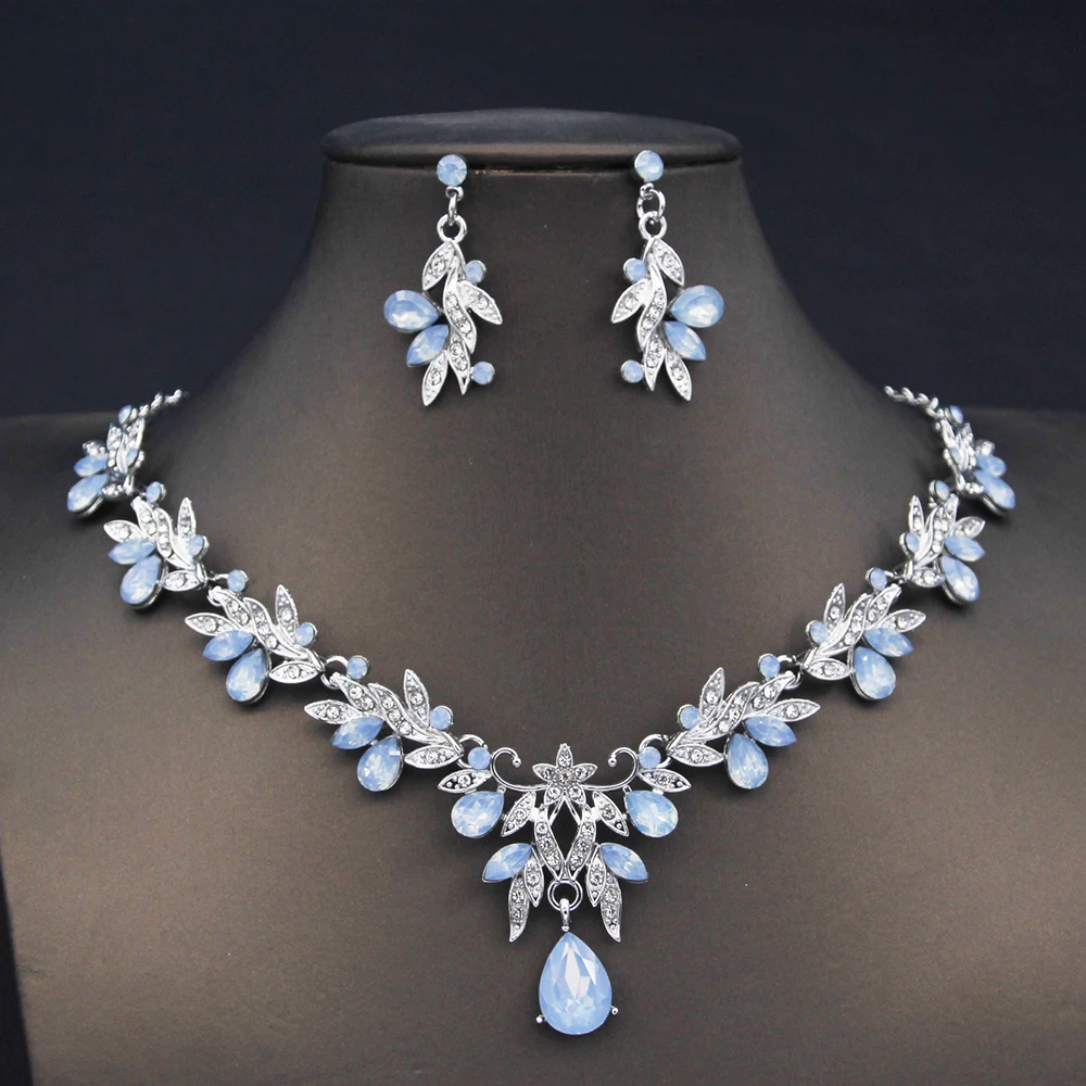 Princess Wedding Tiaras Bride Jewelry Sets for Women 3 Pcs Necklace Earrings and Crown Bridal Sets Costume Accessories