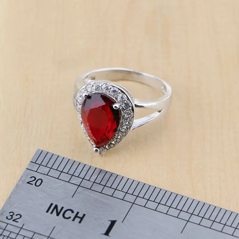 Water Drop Silver 925 Jewelry Red Ruby White Topaz Jewelry Sets Women Long Earrings/Pendant/Necklace/Rings/Bracelet Dropshipping Water Drop Silver 925 Jewelry Red Ruby White Topaz Jewelry Sets Women Long Earrings/Pendant/Necklace/Rings/Bracelet Dropshipping