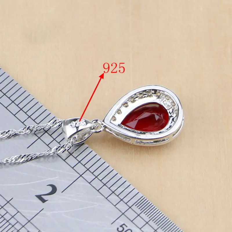 Water Drop Silver 925 Jewelry Red Ruby White Topaz Jewelry Sets Women Long Earrings/Pendant/Necklace/Rings/Bracelet Dropshipping Water Drop Silver 925 Jewelry Red Ruby White Topaz Jewelry Sets Women Long Earrings/Pendant/Necklace/Rings/Bracelet Dropshipping