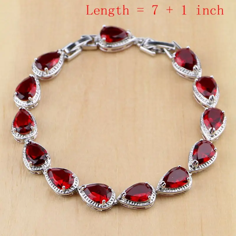 Water Drop Silver 925 Jewelry Red Ruby White Topaz Jewelry Sets Women Long Earrings/Pendant/Necklace/Rings/Bracelet Dropshipping Water Drop Silver 925 Jewelry Red Ruby White Topaz Jewelry Sets Women Long Earrings/Pendant/Necklace/Rings/Bracelet Dropshipping