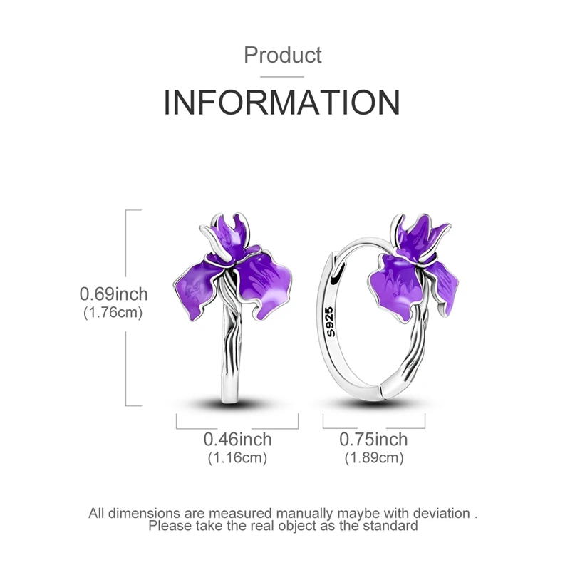 Original 925 Sterling Silver Irises Series Earrings Open Ring Bracelet Pendant Necklace For Women Jewelry Set Anniversary Gift