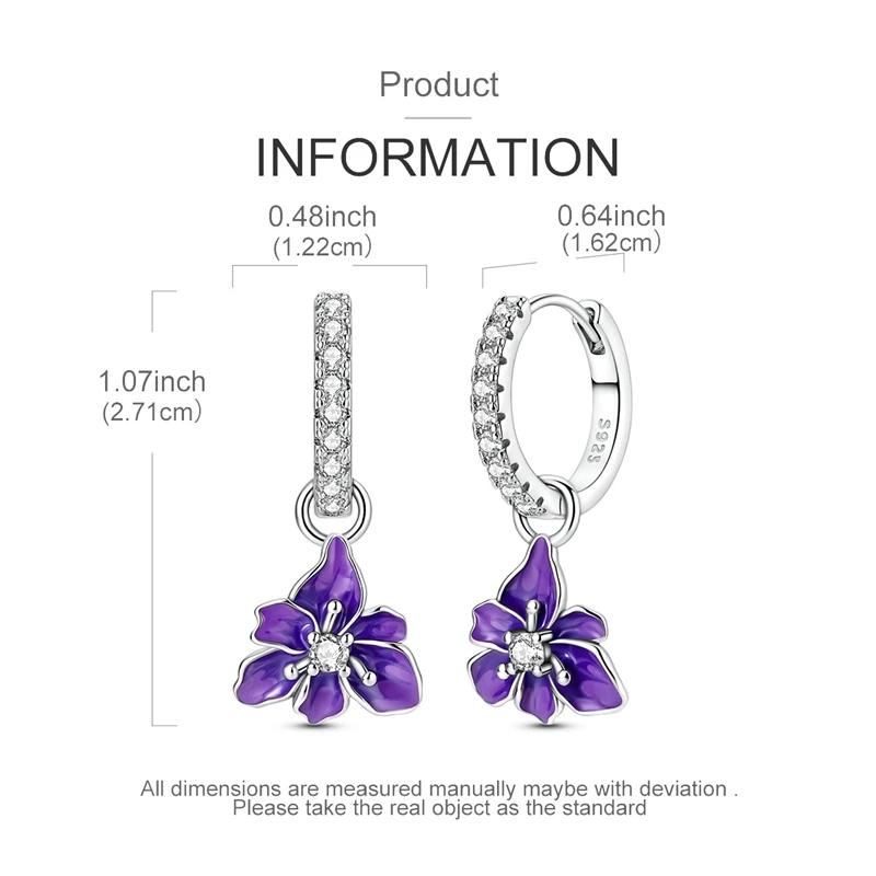Original 925 Sterling Silver Irises Series Earrings Open Ring Bracelet Pendant Necklace For Women Jewelry Set Anniversary Gift