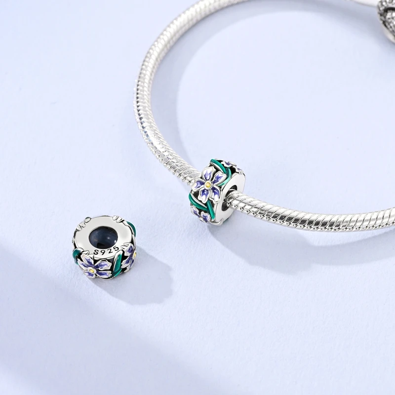 Original 925 Sterling Silver Irises Series Earrings Open Ring Bracelet Pendant Necklace For Women Jewelry Set Anniversary Gift