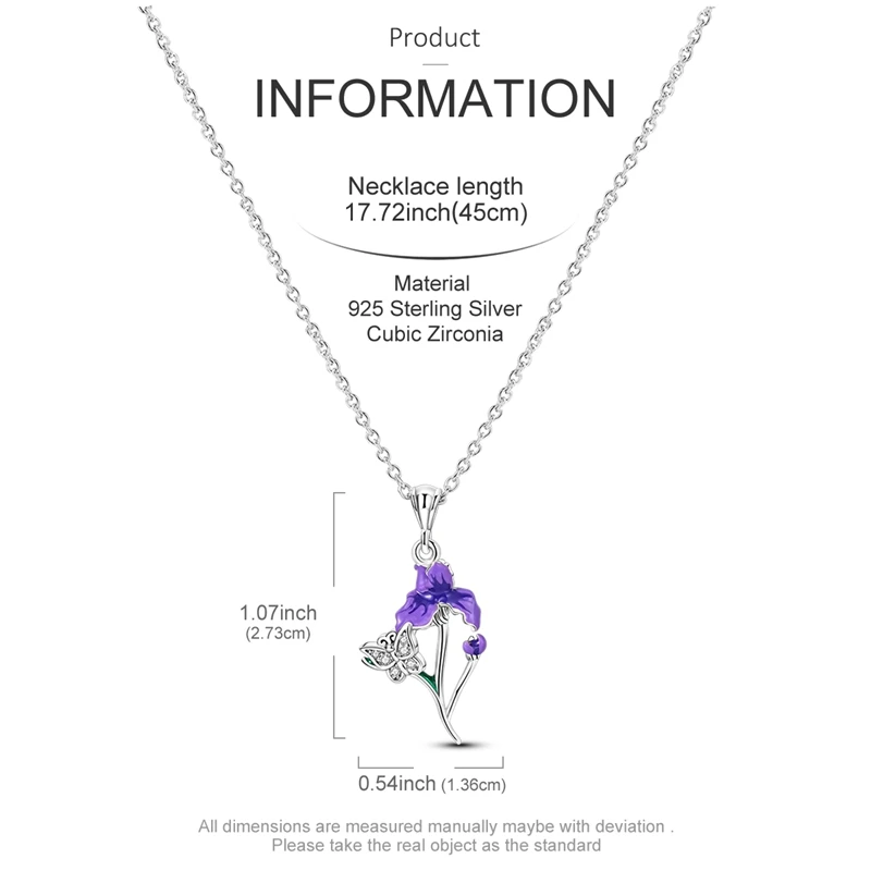 Original 925 Sterling Silver Irises Series Earrings Open Ring Bracelet Pendant Necklace For Women Jewelry Set Anniversary Gift