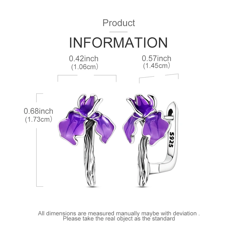 Original 925 Sterling Silver Irises Series Earrings Open Ring Bracelet Pendant Necklace For Women Jewelry Set Anniversary Gift