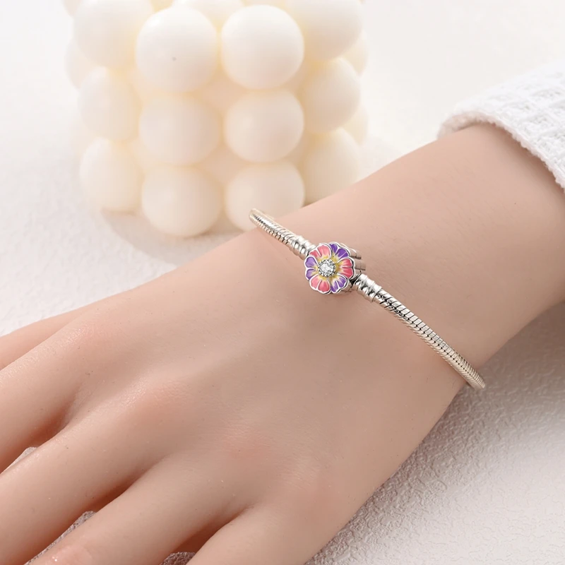 Original 925 Sterling Silver Irises Series Earrings Open Ring Bracelet Pendant Necklace For Women Jewelry Set Anniversary Gift