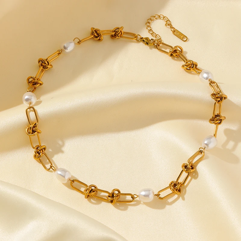 EILIECK 316L Stainless Steel Metal Colored Zircon Chain Necklace Bracelet Set For Women Fashion Statement Waterproof Jewelry